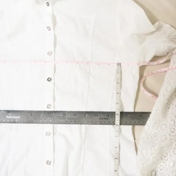 White Lace Sleeve Button Down Blouse 🕷️ ROMIMONA - Picture 7 of 7